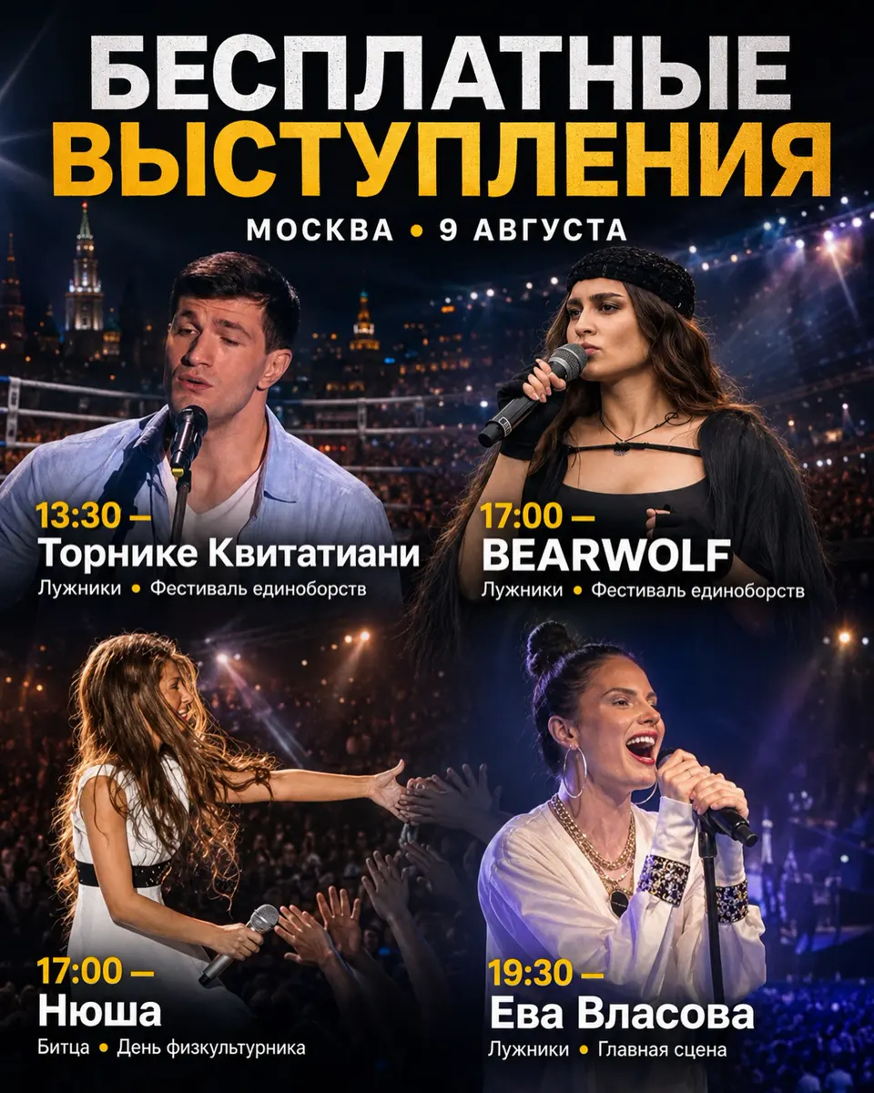 Бесплатные концерты и фестивали 9 августа в Москве, изображение 1