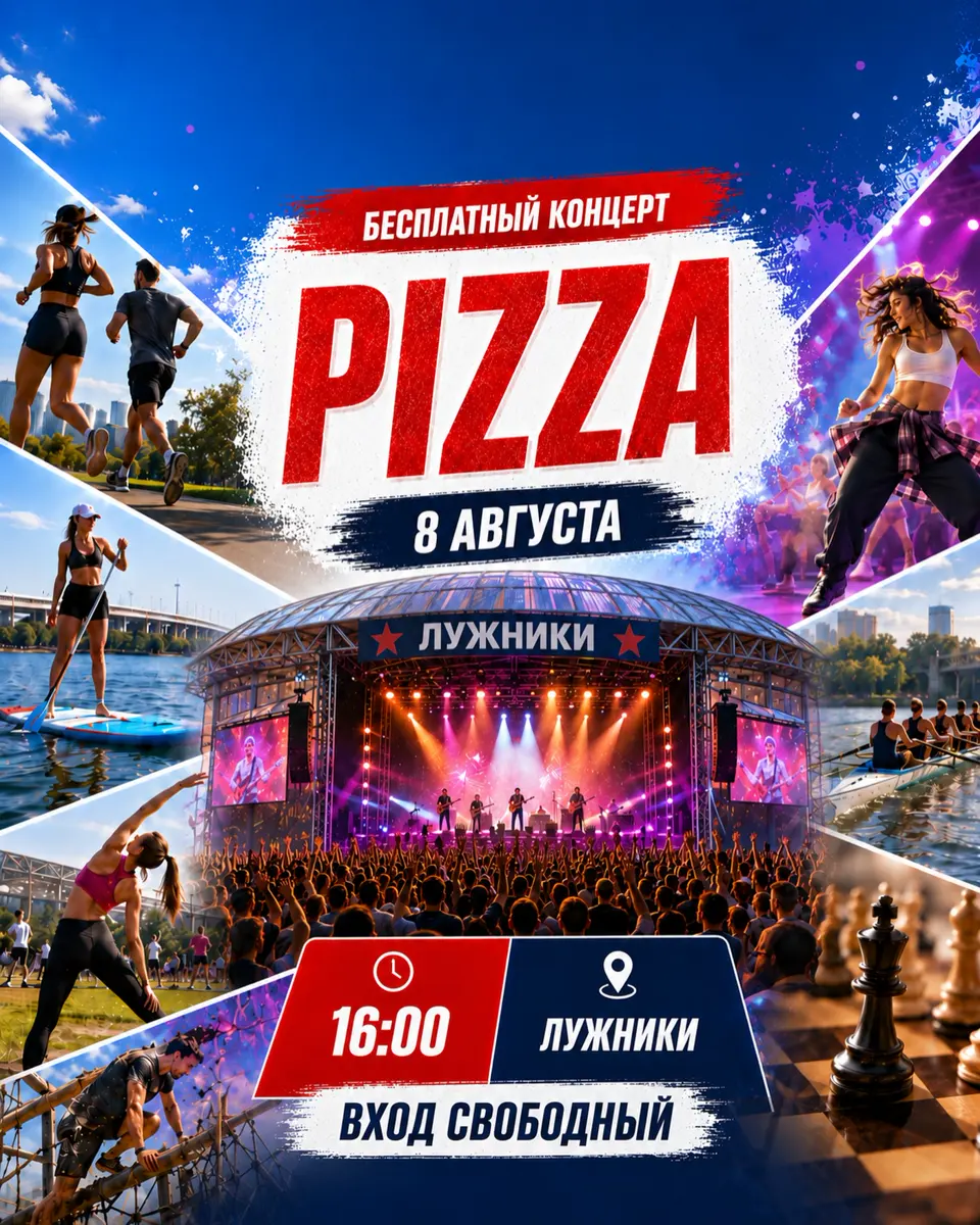 Фестиваль спортивных сообществ и бесплатный концерт группы «ПИЦЦА» в Лужниках, изображение 1