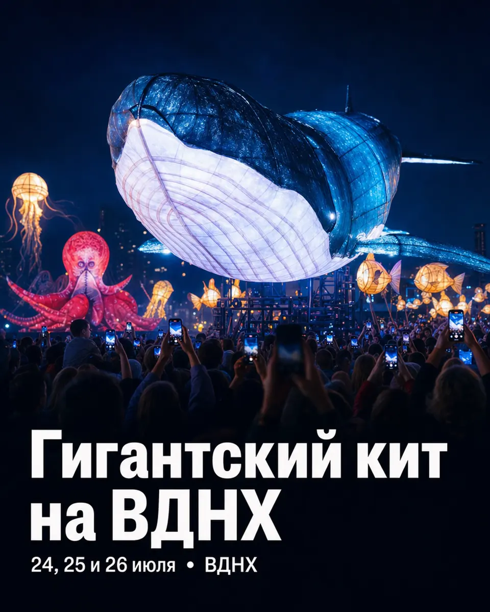 Уличный спектакль «Океан» с гигантским китом на ВДНХ, изображение 1
