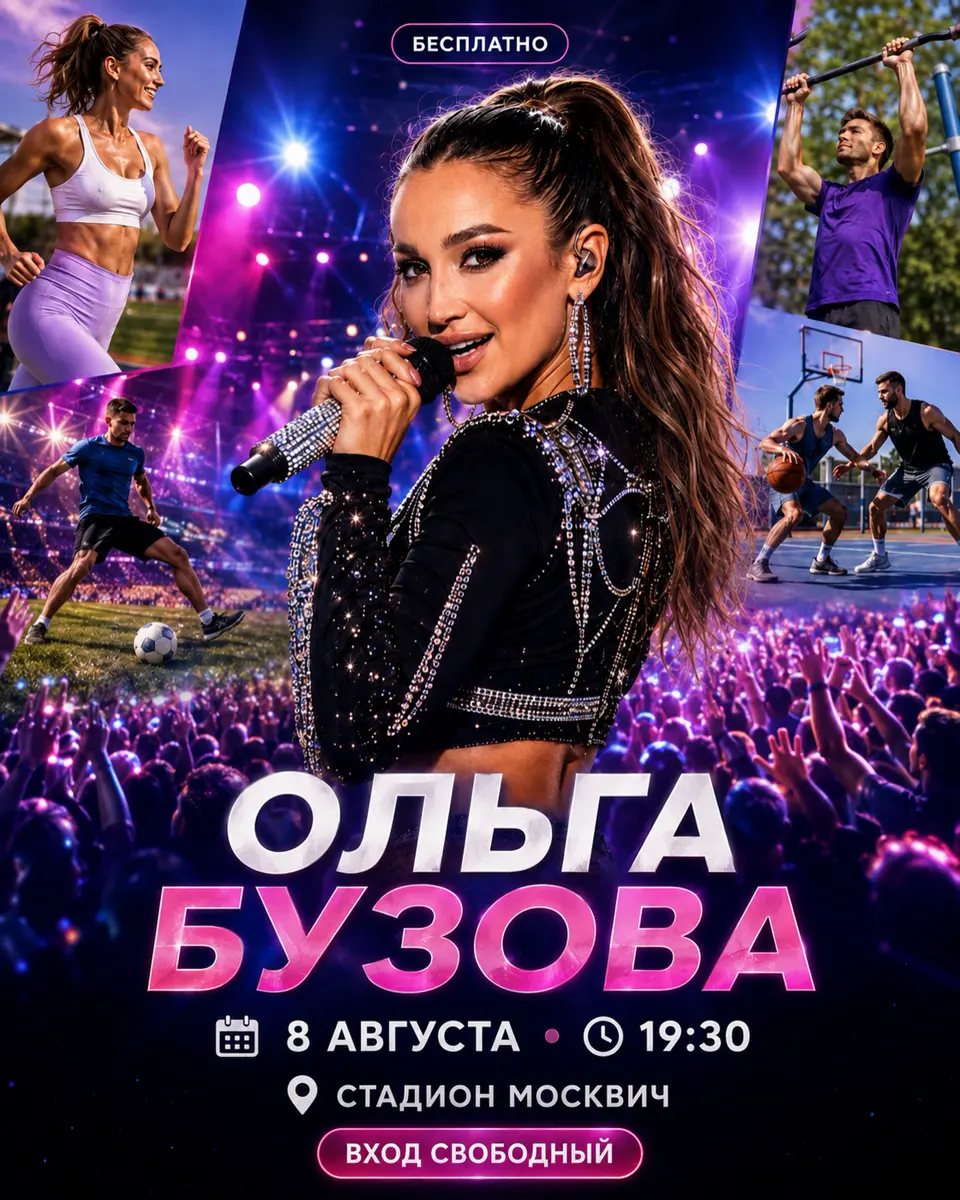 Фестиваль Дня физкультурника с выступлением Ольги Бузовой на стадионе «Москвич», изображение 1