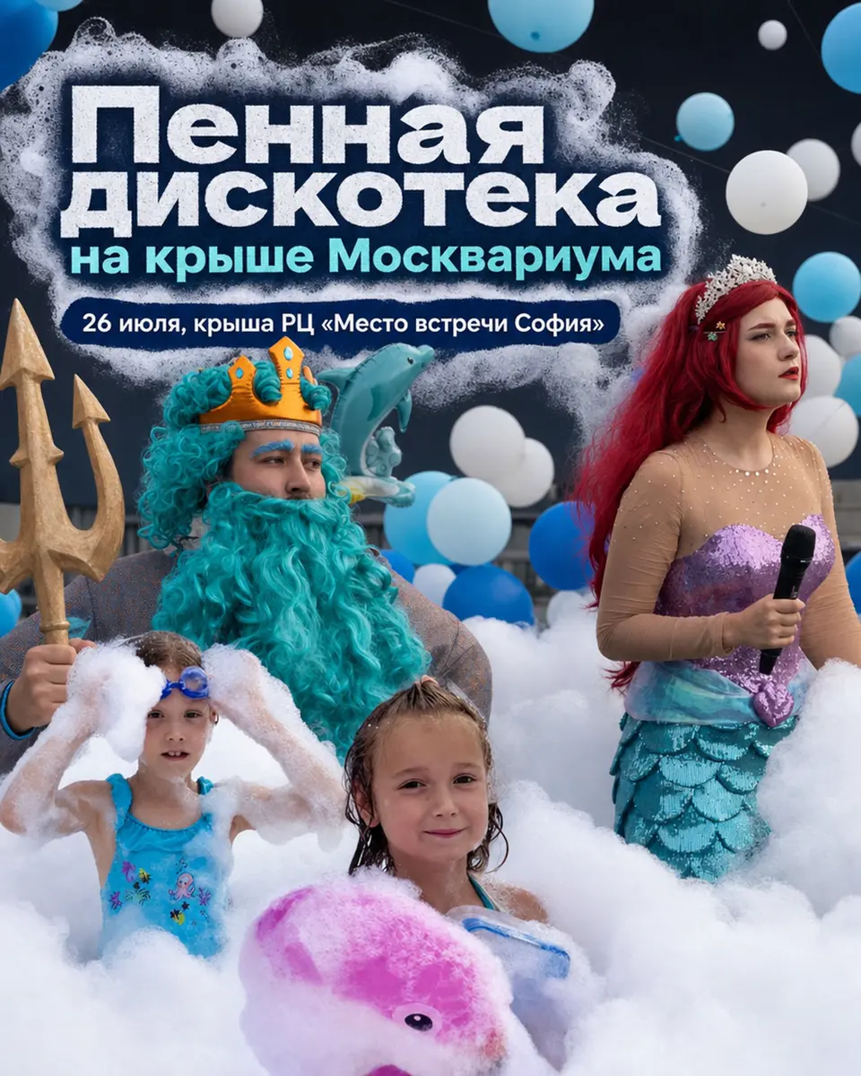 Пенная дискотека на крыше Москвариума в честь Дня Нептуна, изображение 1