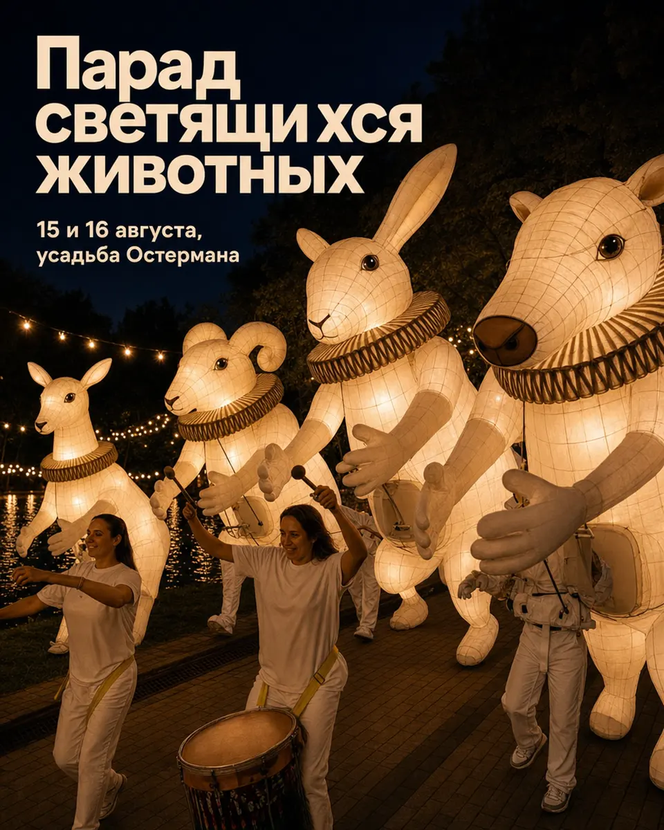 Парад светящихся животных «Звери Баюна» в саду усадьбы Остермана, изображение 1